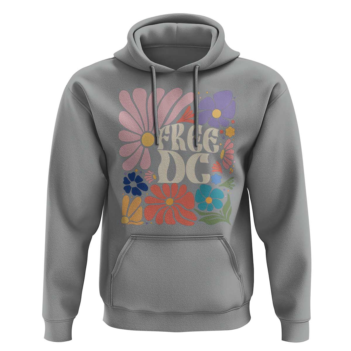 Free DC Subtle Groovy Floral Hoodie Washington D.C. Rights Retro Hippie Style - Wonder Print Shop
