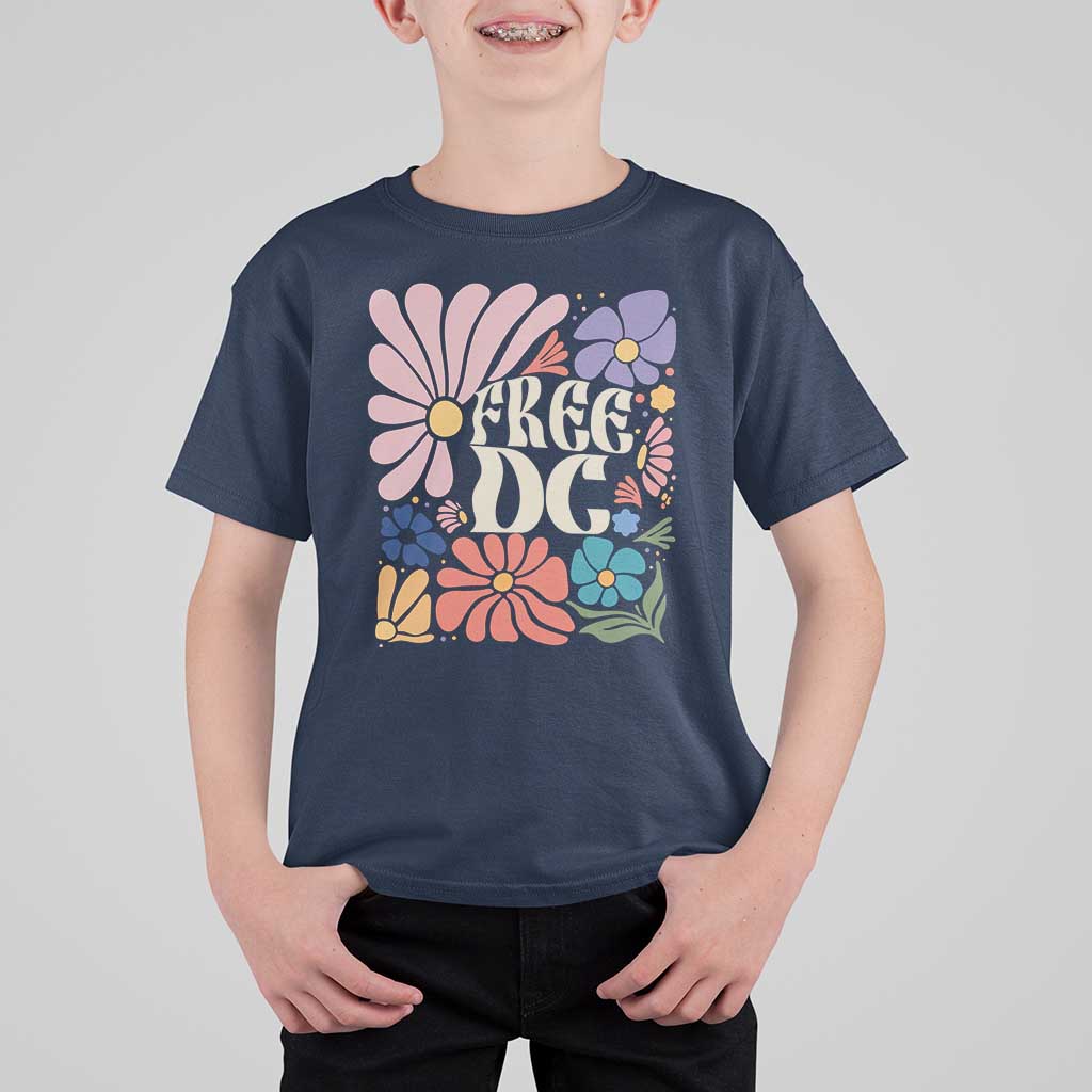 Free DC Subtle Groovy Floral T Shirt For Kid Washington D.C. Rights Retro Hippie Style - Wonder Print Shop