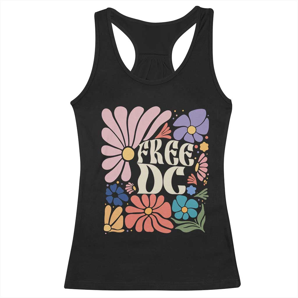 Free DC Subtle Groovy Floral Racerback Tank Top Washington D.C. Rights Retro Hippie Style - Wonder Print Shop