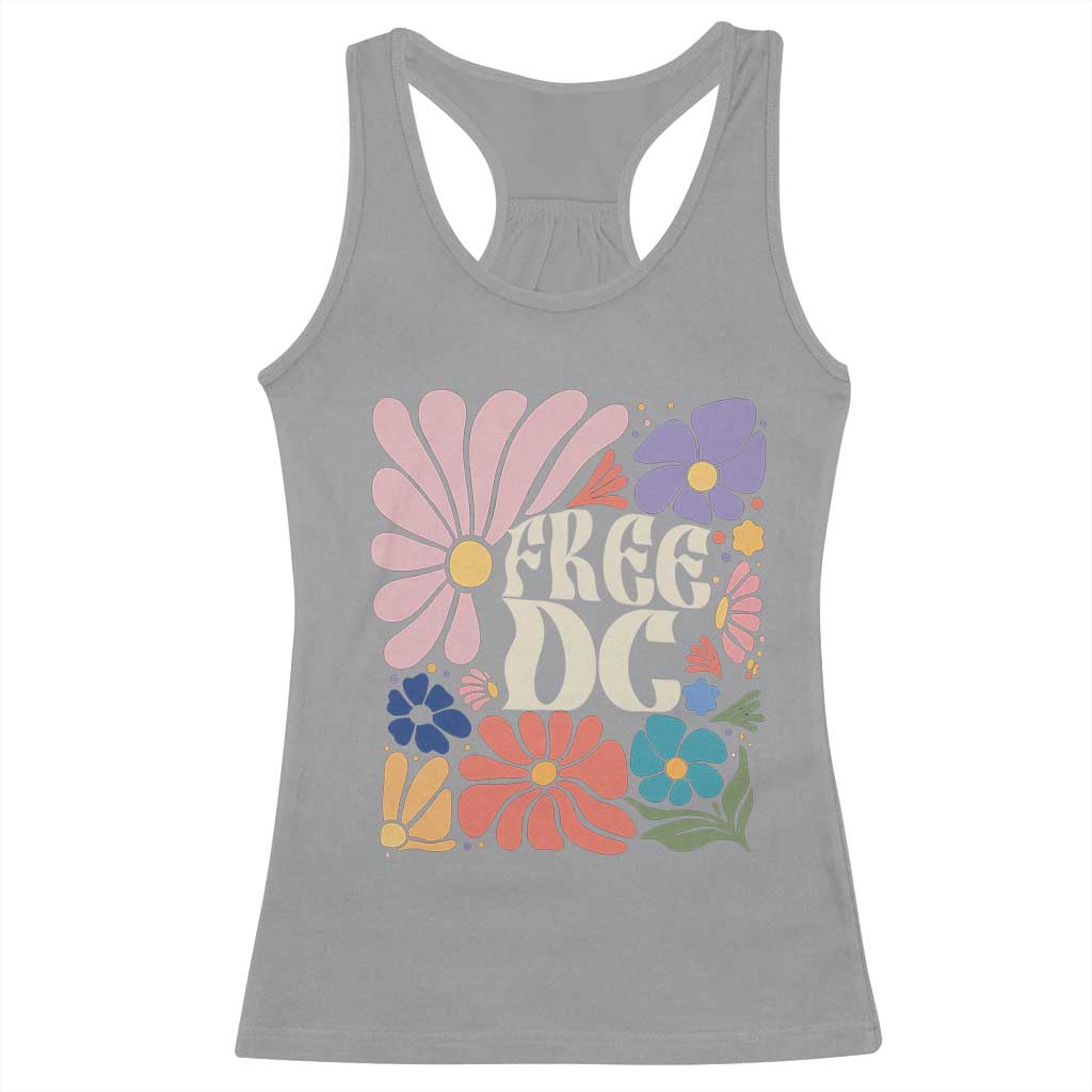 Free DC Subtle Groovy Floral Racerback Tank Top Washington D.C. Rights Retro Hippie Style - Wonder Print Shop