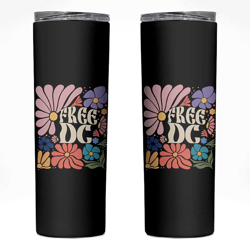 Free DC Subtle Groovy Floral Skinny Tumbler Washington D.C. Rights Retro Hippie Style - Wonder Print Shop
