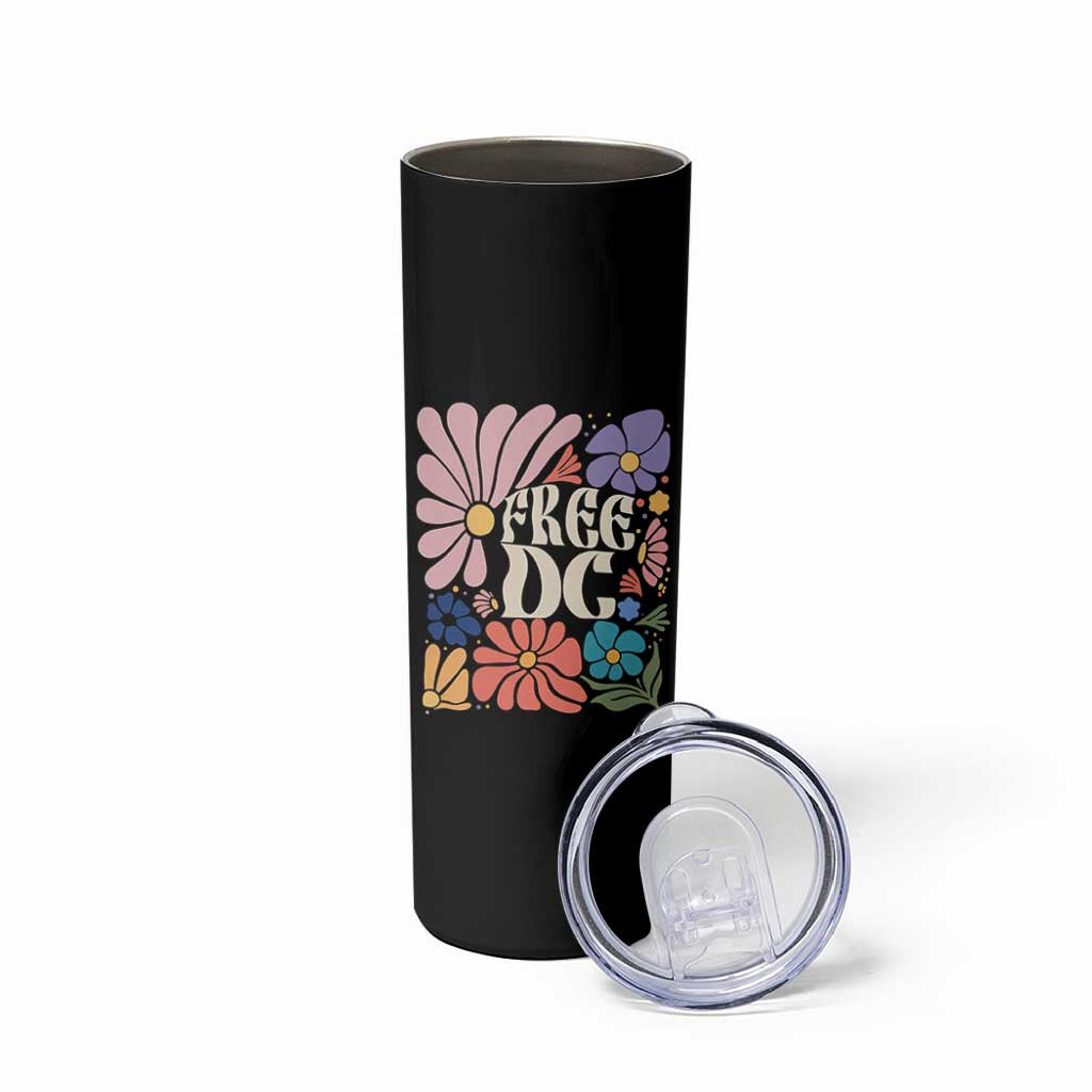 Free DC Subtle Groovy Floral Skinny Tumbler Washington D.C. Rights Retro Hippie Style - Wonder Print Shop