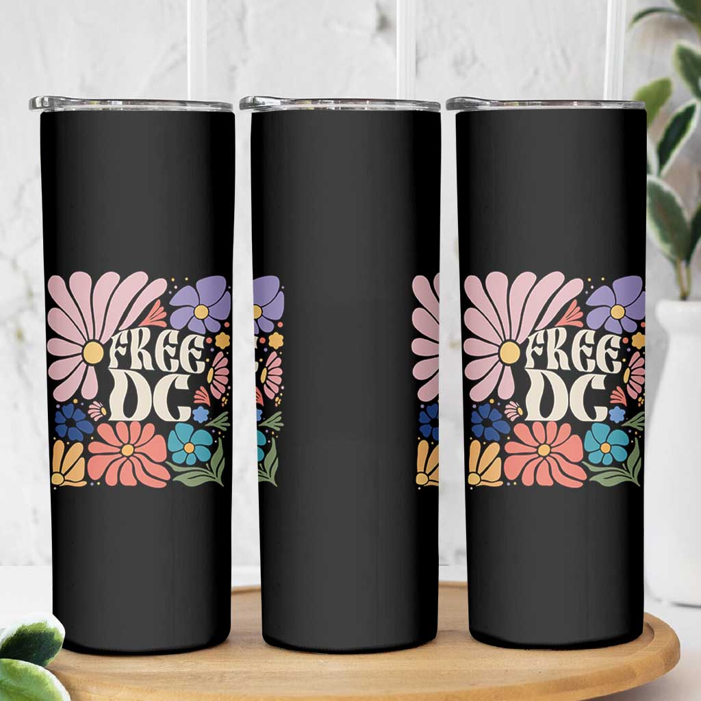 Free DC Subtle Groovy Floral Skinny Tumbler Washington D.C. Rights Retro Hippie Style - Wonder Print Shop