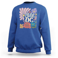 Free DC Subtle Groovy Floral Sweatshirt Washington D.C. Rights Retro Hippie Style - Wonder Print Shop