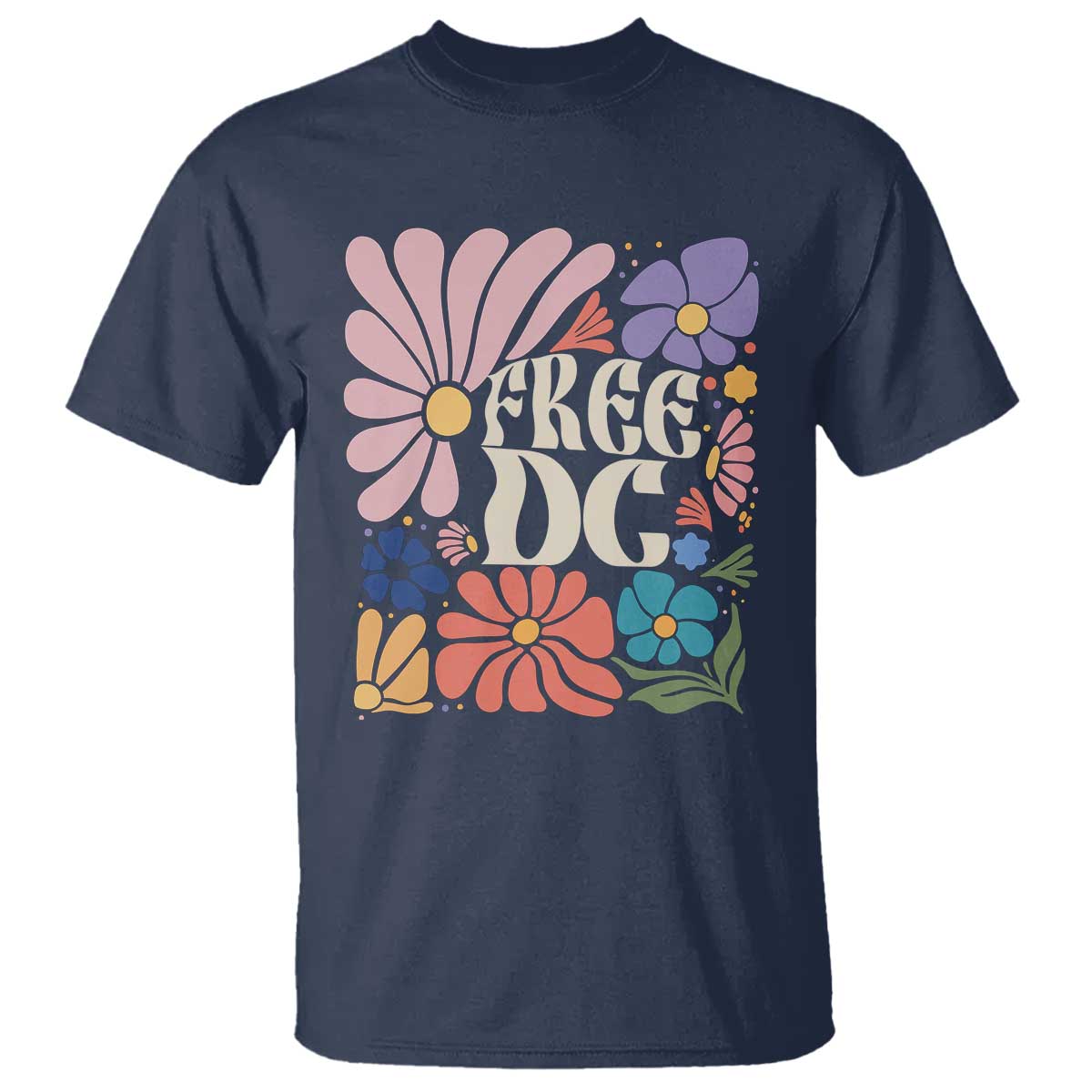 Free DC Subtle Groovy Floral T Shirt Washington D.C. Rights Retro Hippie Style - Wonder Print Shop