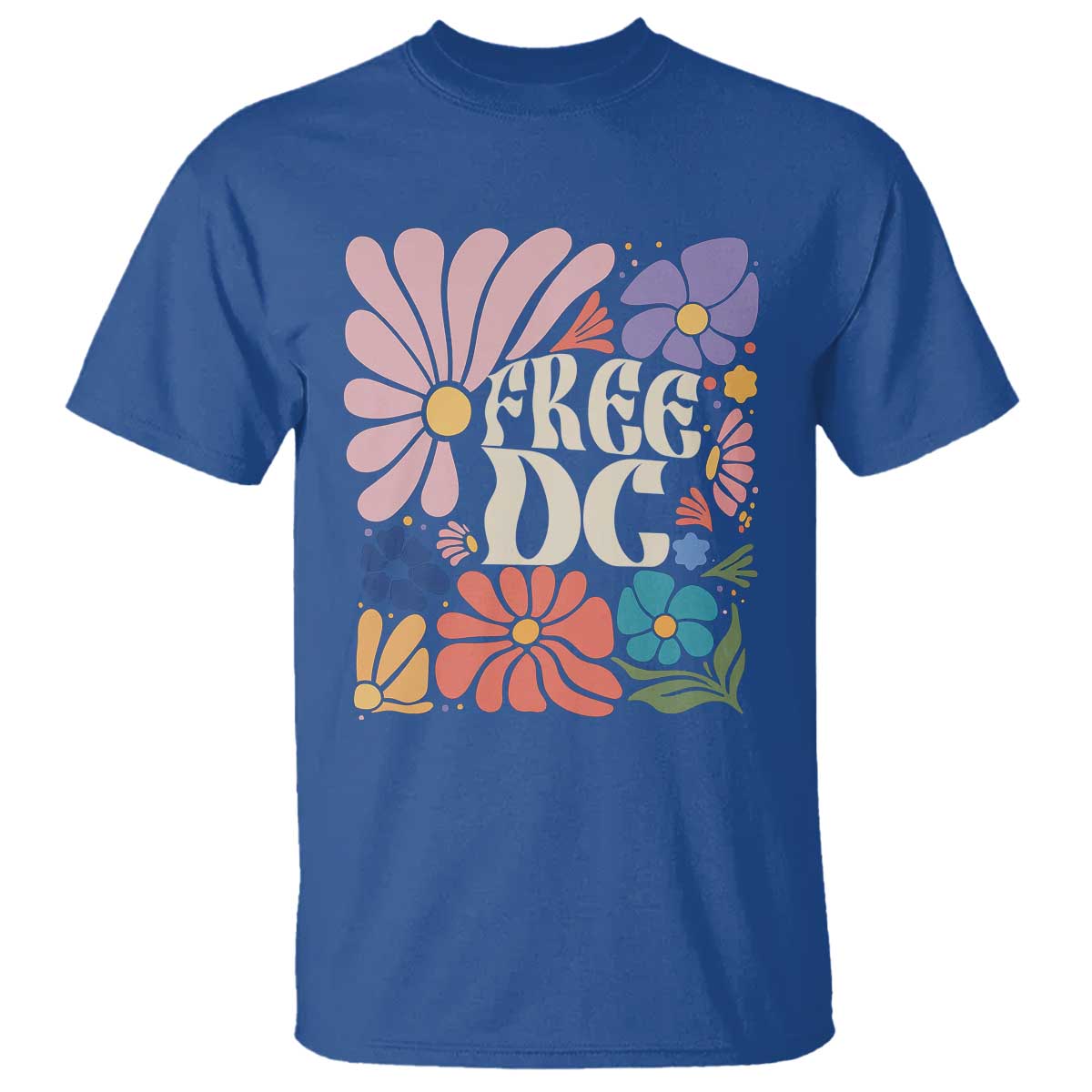 Free DC Subtle Groovy Floral T Shirt Washington D.C. Rights Retro Hippie Style - Wonder Print Shop