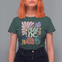 Free DC Subtle Groovy Floral T Shirt For Women Washington D.C. Rights Retro Hippie Style - Wonder Print Shop