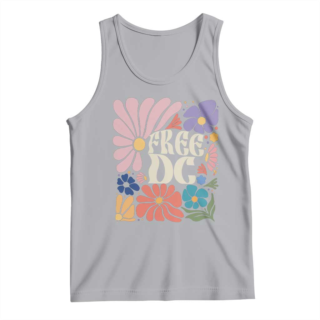 Free DC Subtle Groovy Floral Tank Top Washington D.C. Rights Retro Hippie Style - Wonder Print Shop
