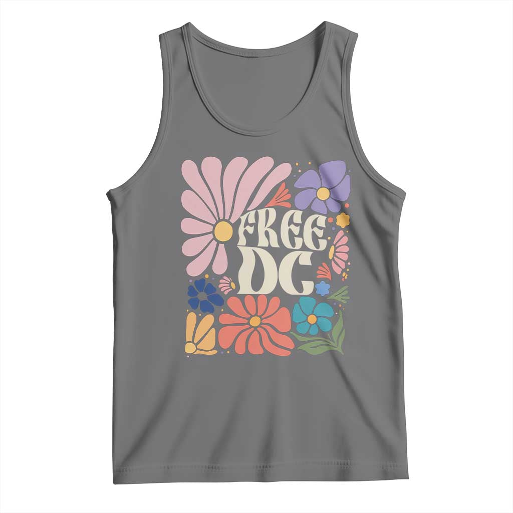 Free DC Subtle Groovy Floral Tank Top Washington D.C. Rights Retro Hippie Style - Wonder Print Shop