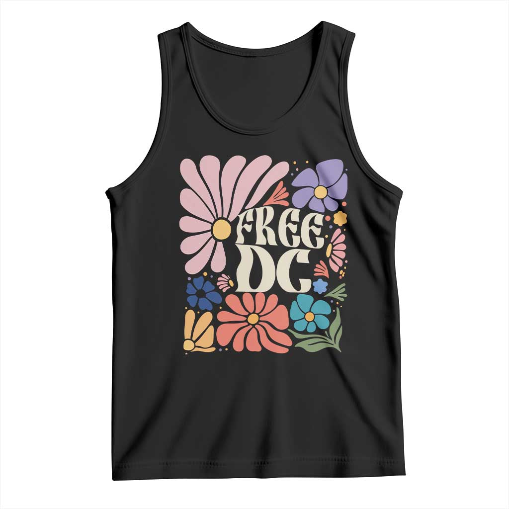 Free DC Subtle Groovy Floral Tank Top Washington D.C. Rights Retro Hippie Style - Wonder Print Shop