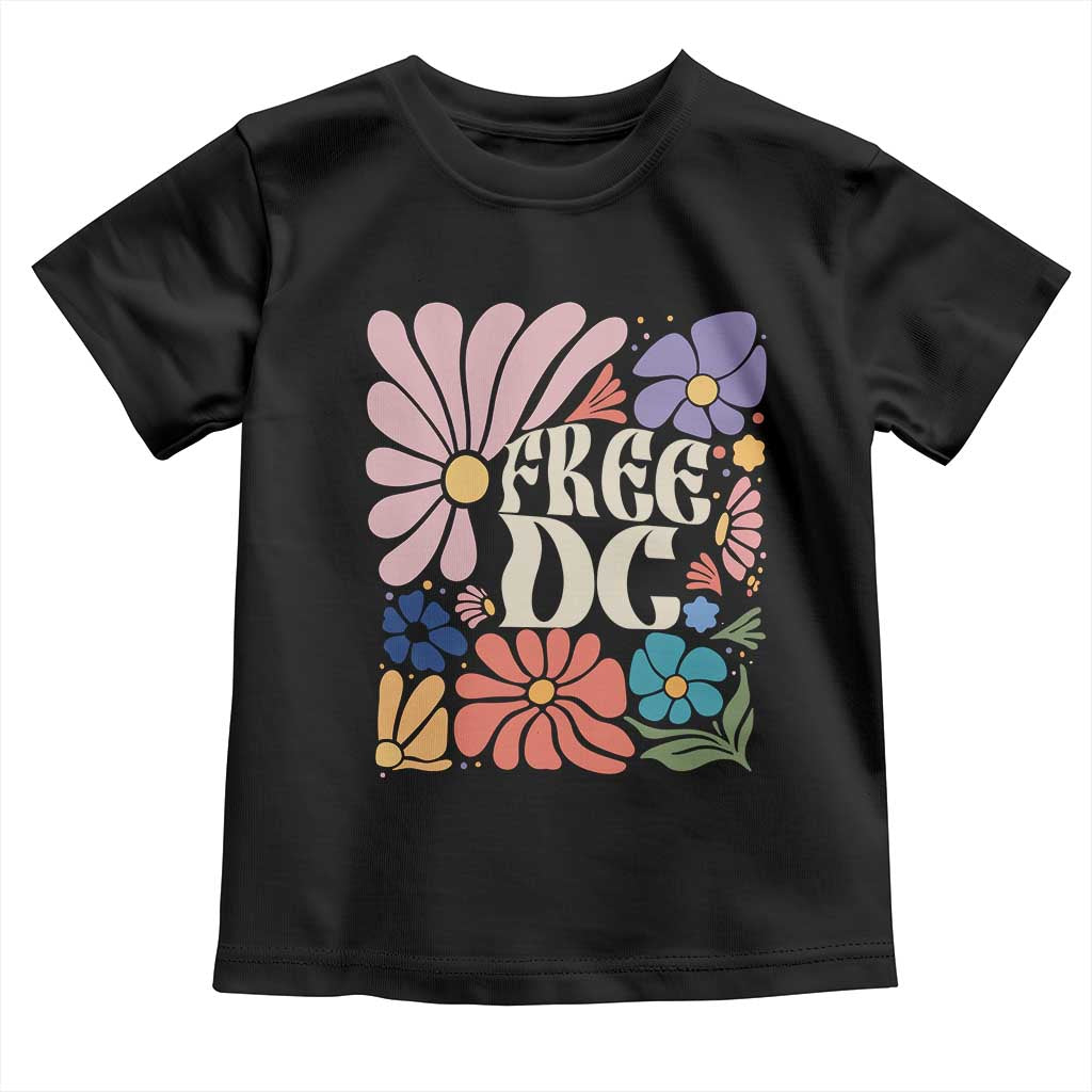 Free DC Subtle Groovy Floral Toddler T Shirt Washington D.C. Rights Retro Hippie Style - Wonder Print Shop