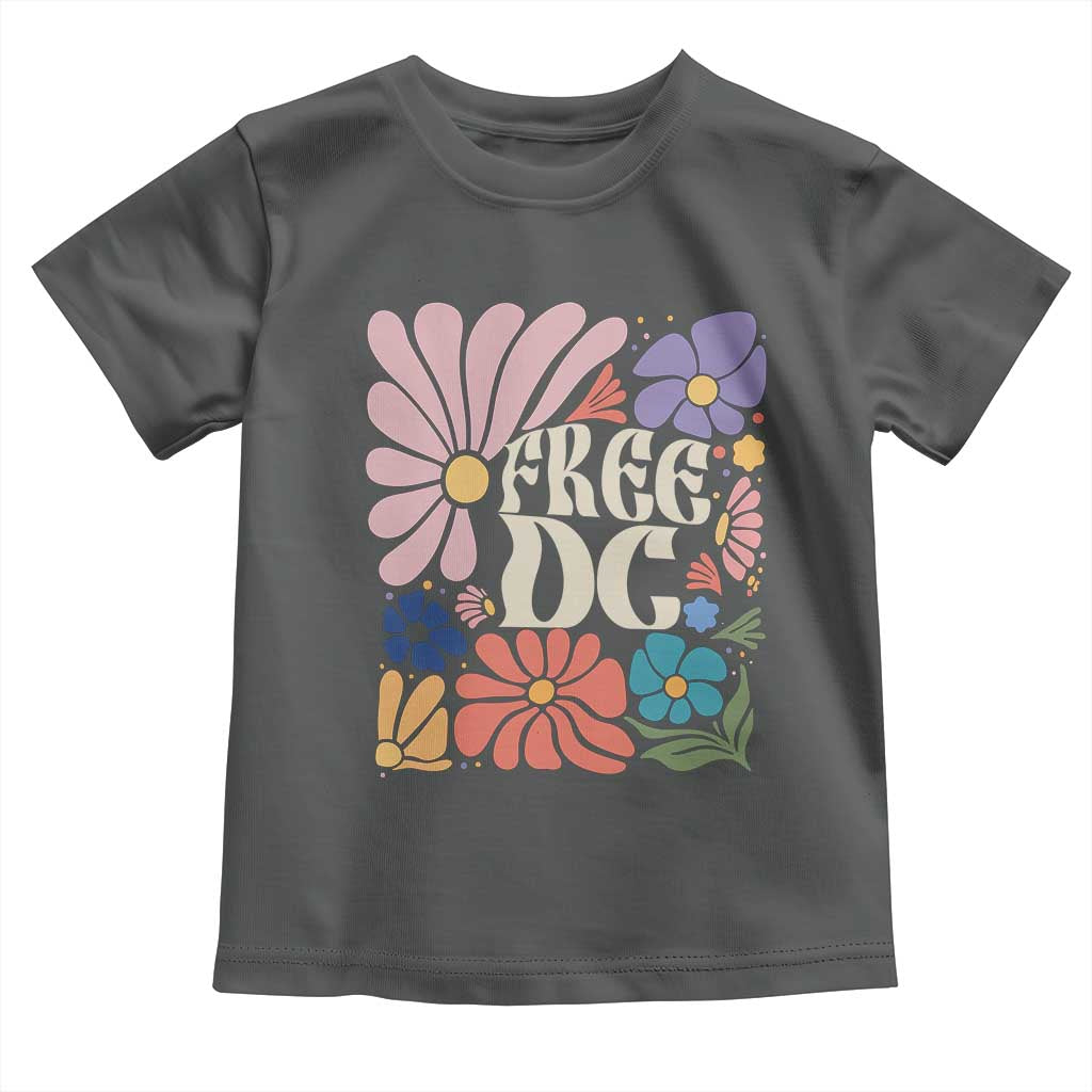 Free DC Subtle Groovy Floral Toddler T Shirt Washington D.C. Rights Retro Hippie Style - Wonder Print Shop