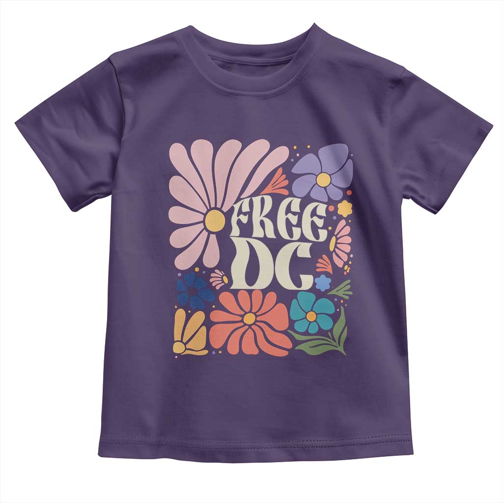 Free DC Subtle Groovy Floral Toddler T Shirt Washington D.C. Rights Retro Hippie Style - Wonder Print Shop