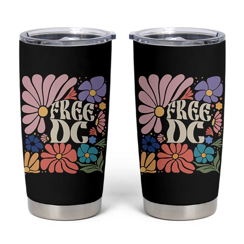 Free DC Subtle Groovy Floral Tumbler Cup Washington D.C. Rights Retro Hippie Style - Wonder Print Shop