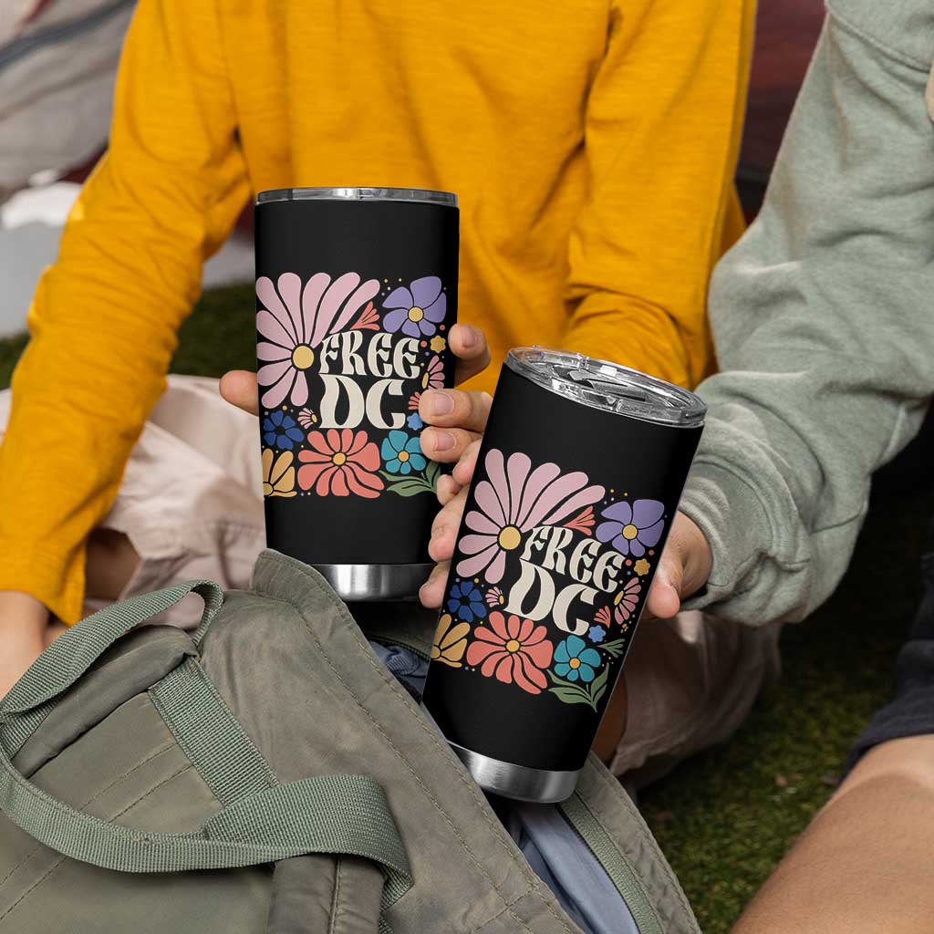 Free DC Subtle Groovy Floral Tumbler Cup Washington D.C. Rights Retro Hippie Style - Wonder Print Shop