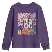 Free DC Subtle Groovy Floral Youth Sweatshirt Washington D.C. Rights Retro Hippie Style - Wonder Print Shop