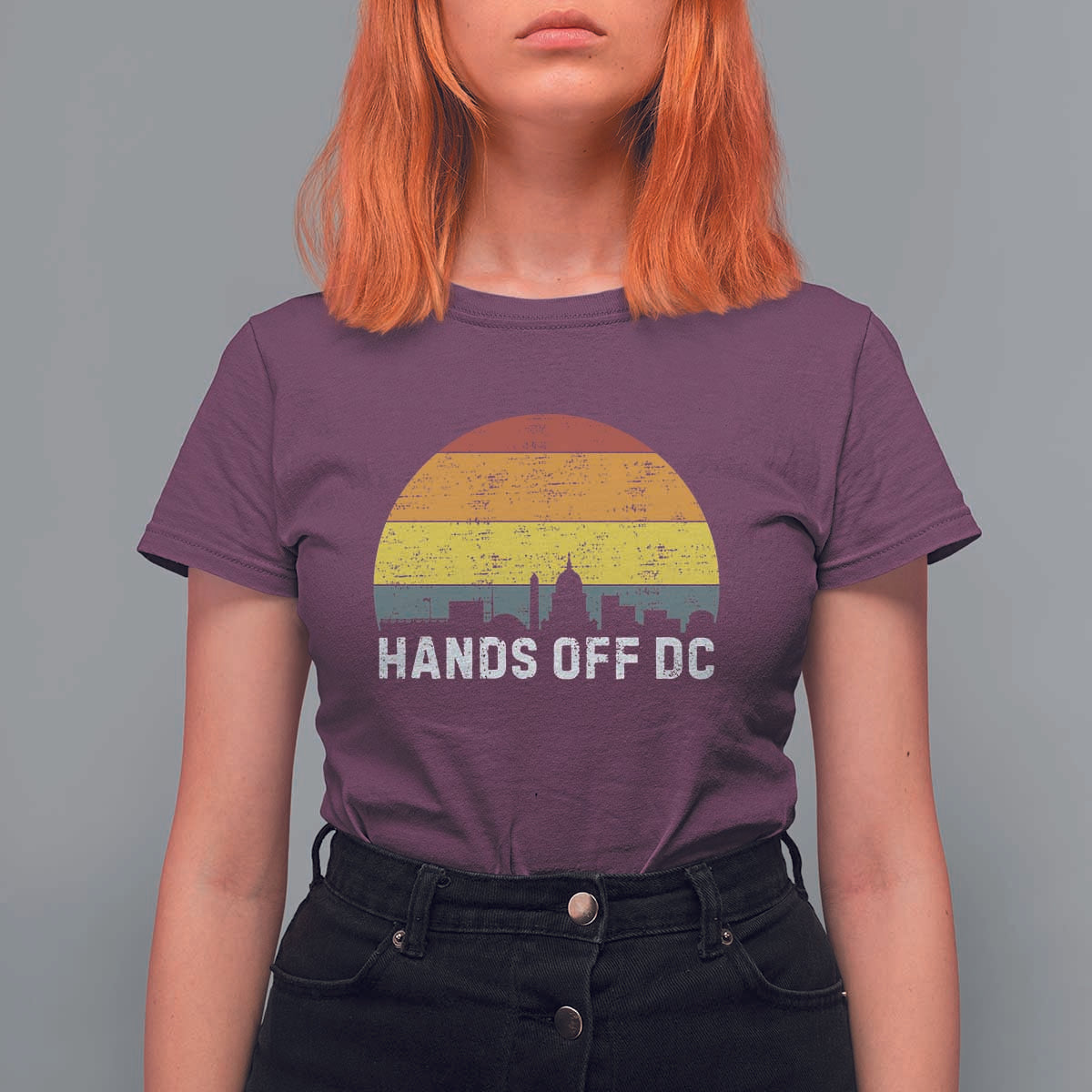 Hands Off DC T Shirt For Women Retro Washington D.C. Skyline - Wonder Print Shop