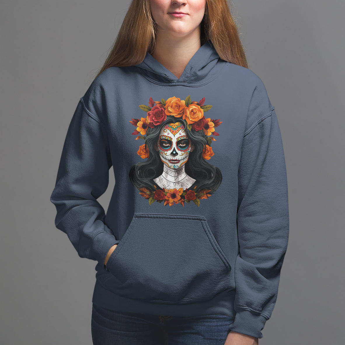 Day of the Dead Women Hoodie De Los Muertos Calavera La Catrina Sugar Skull Women - Wonder Print Shop