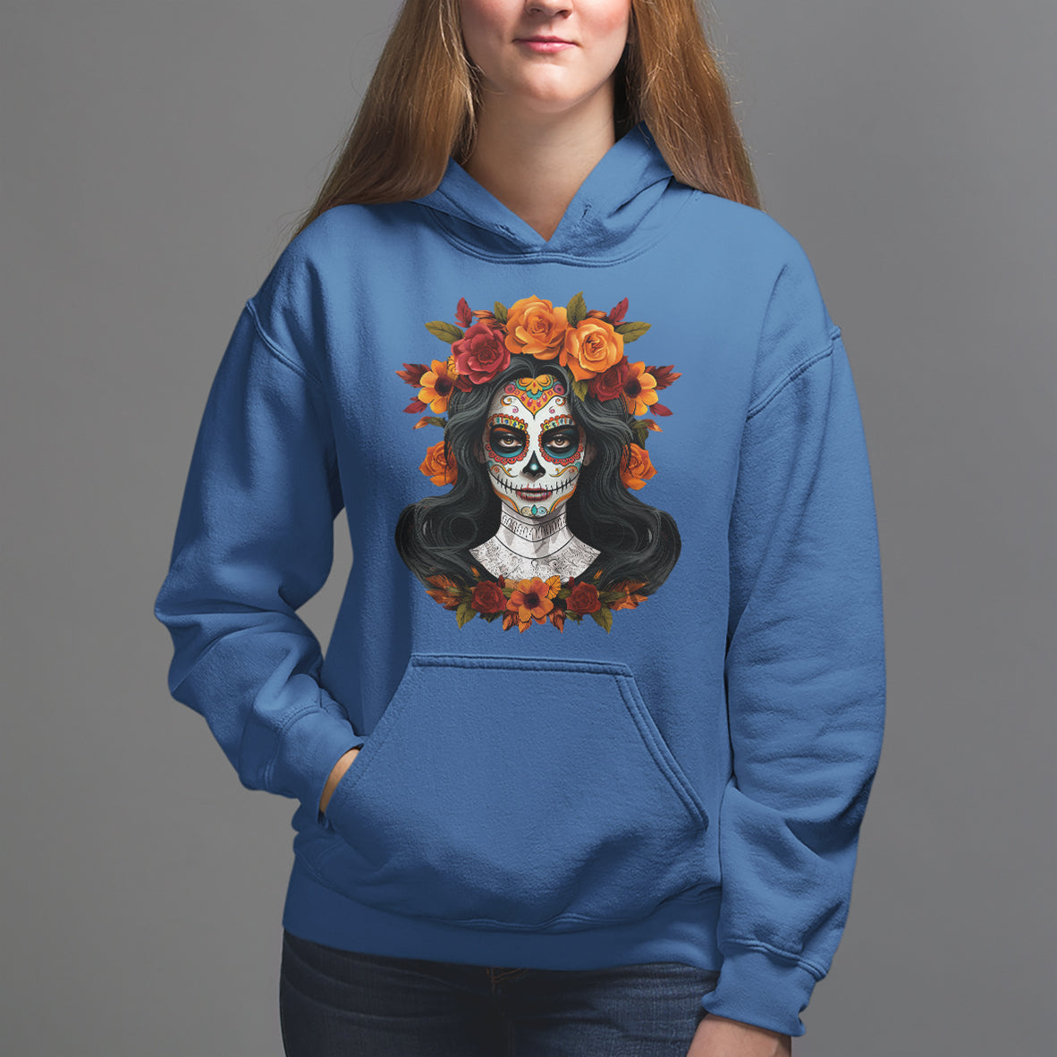 Day of the Dead Women Hoodie De Los Muertos Calavera La Catrina Sugar Skull Women - Wonder Print Shop