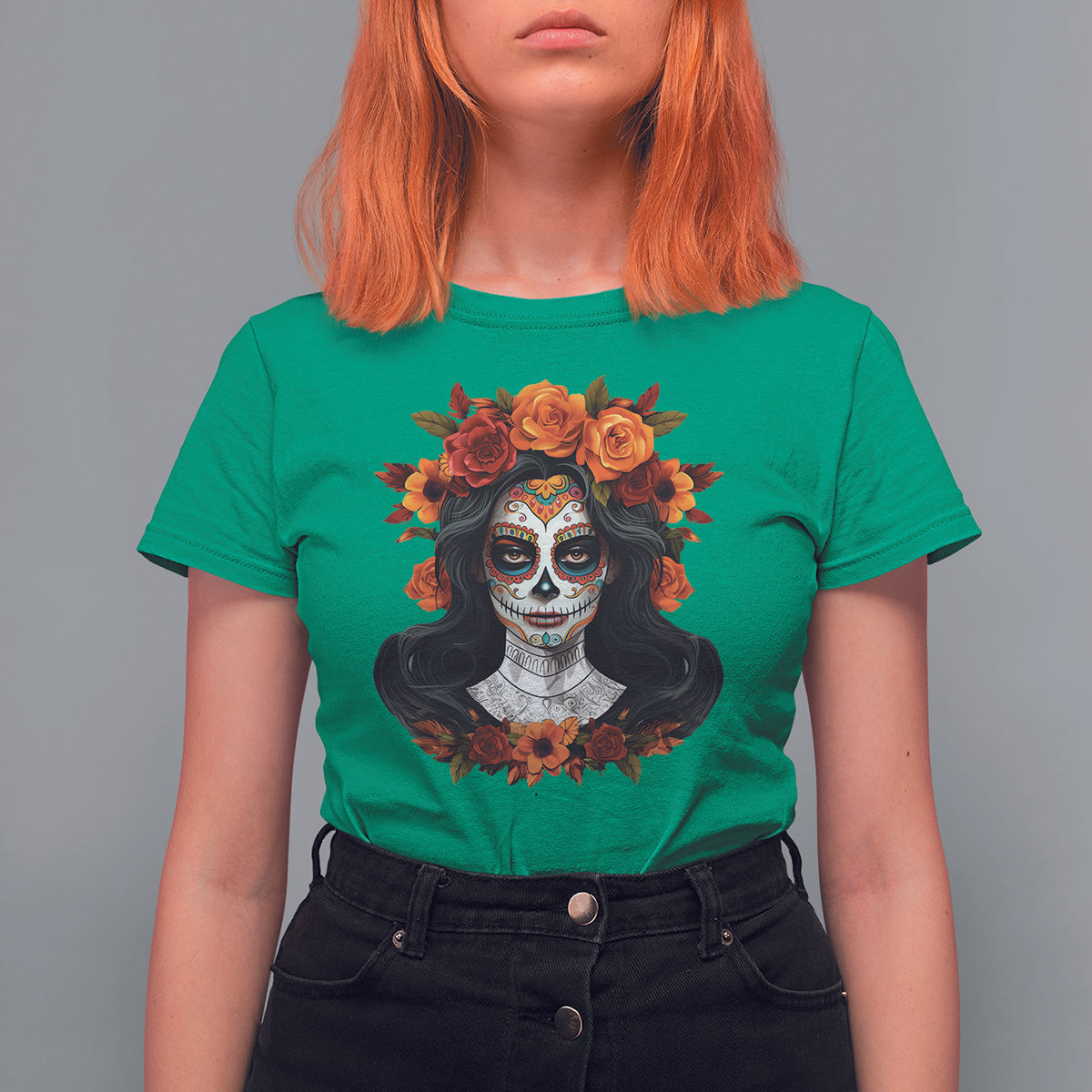 Day of the Dead Women T Shirt For Women De Los Muertos Calavera La Catrina Sugar Skull Women - Wonder Print Shop