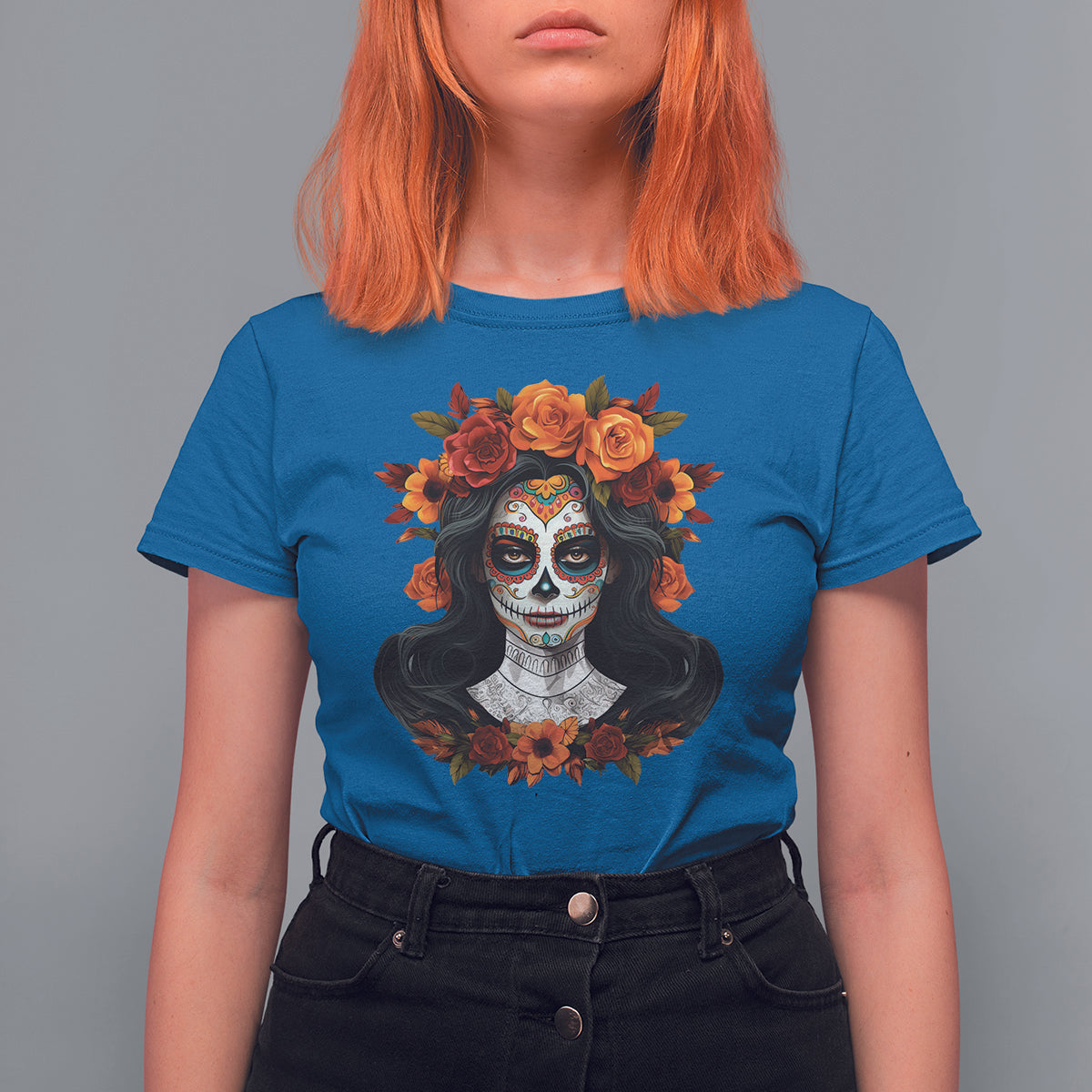 Day of the Dead Women T Shirt For Women De Los Muertos Calavera La Catrina Sugar Skull Women - Wonder Print Shop