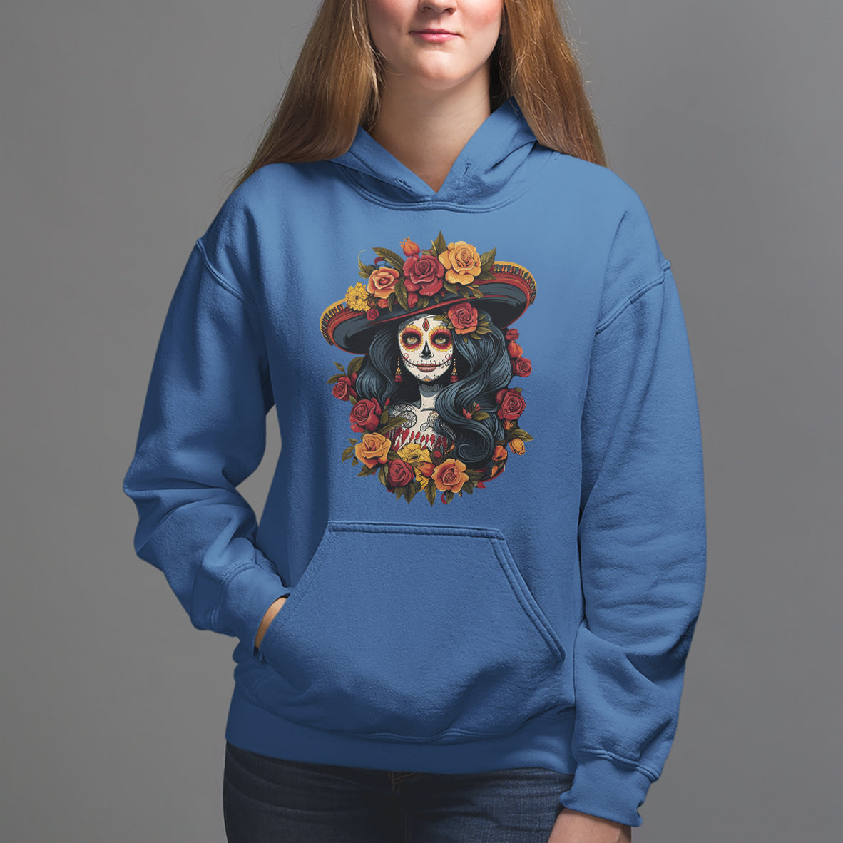 Day of the Dead Women Hoodie La Catrina De Los Muertos Calavera Sugar Skull Women - Wonder Print Shop