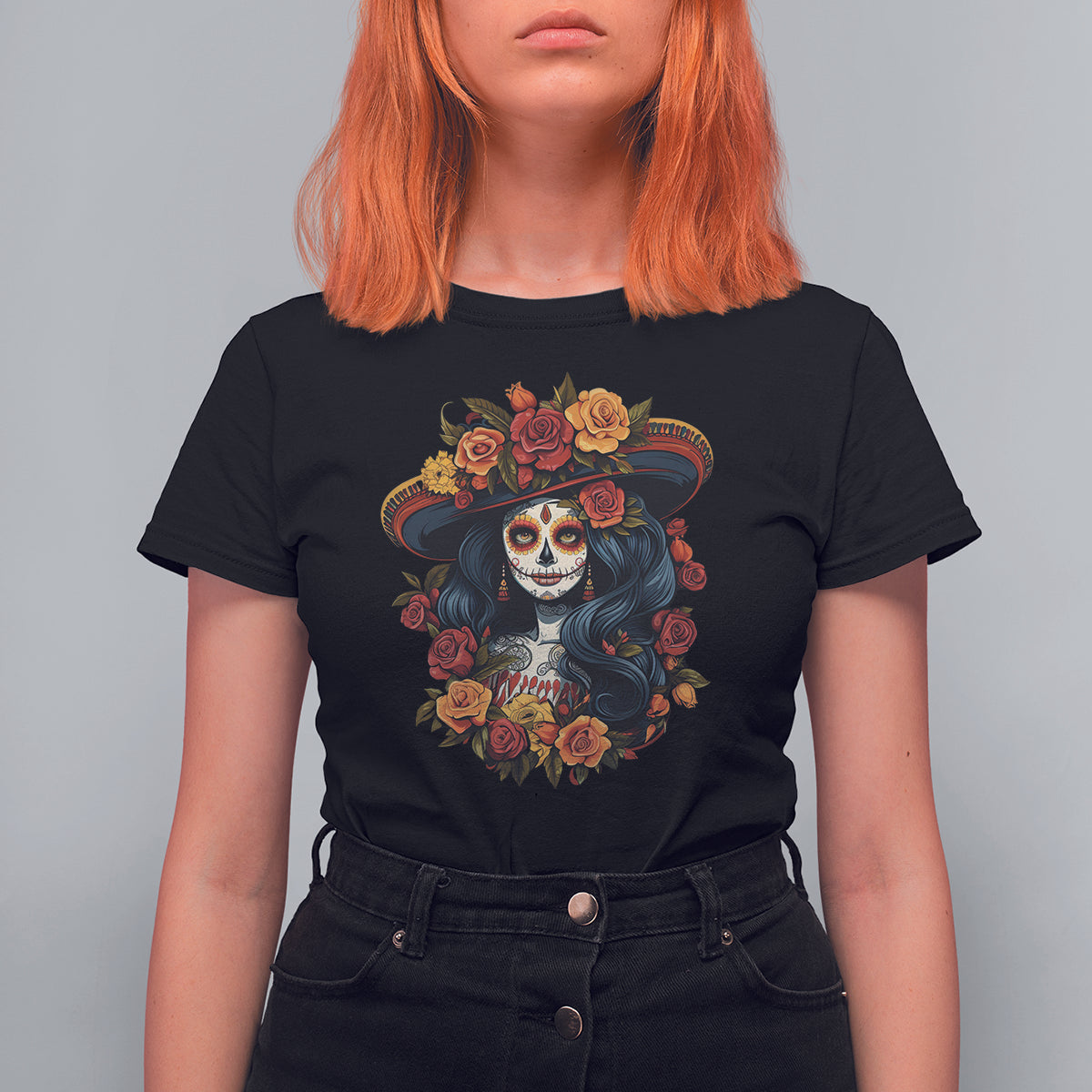 Day of the Dead Women T Shirt For Women La Catrina De Los Muertos Calavera Sugar Skull Women - Wonder Print Shop