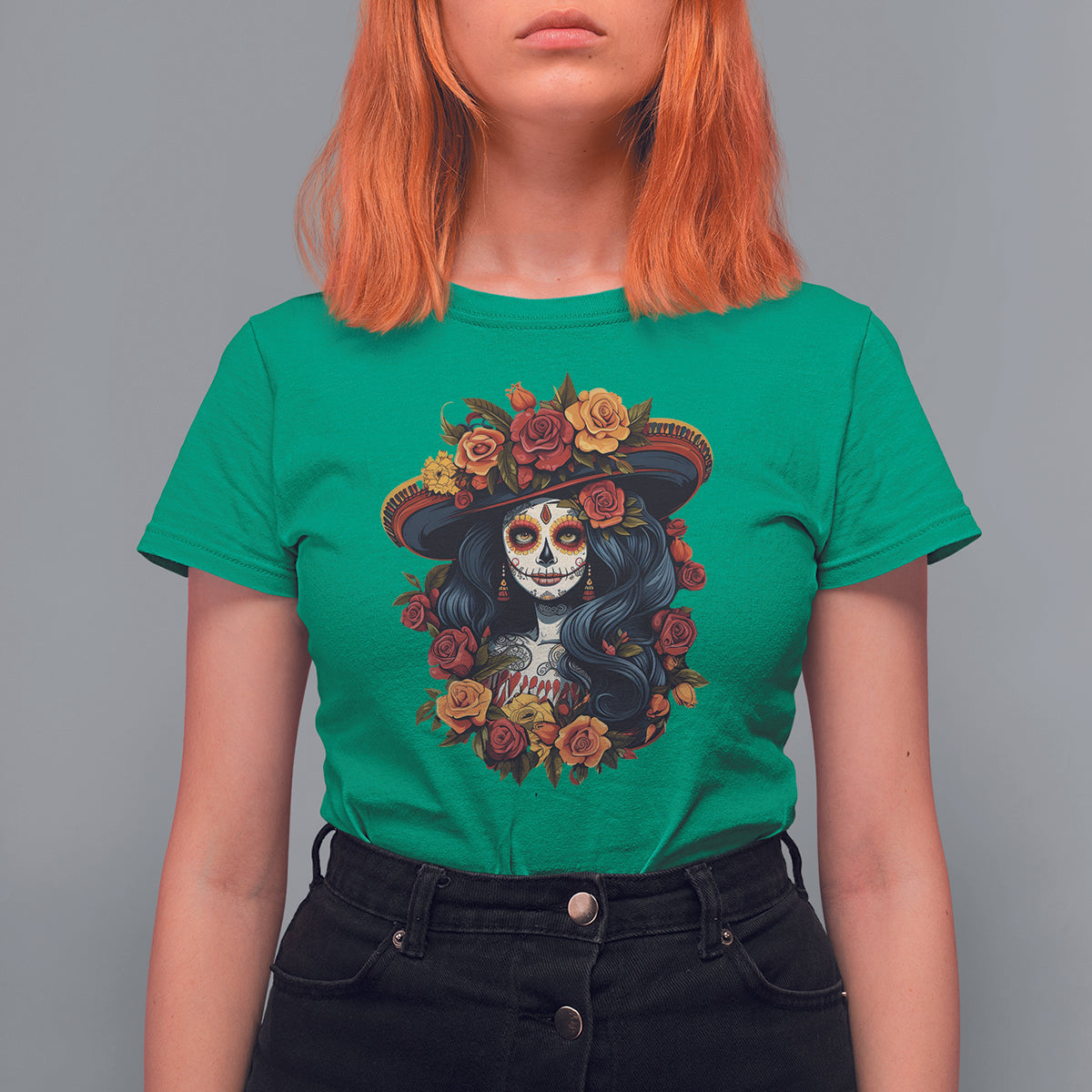 Day of the Dead Women T Shirt For Women La Catrina De Los Muertos Calavera Sugar Skull Women - Wonder Print Shop