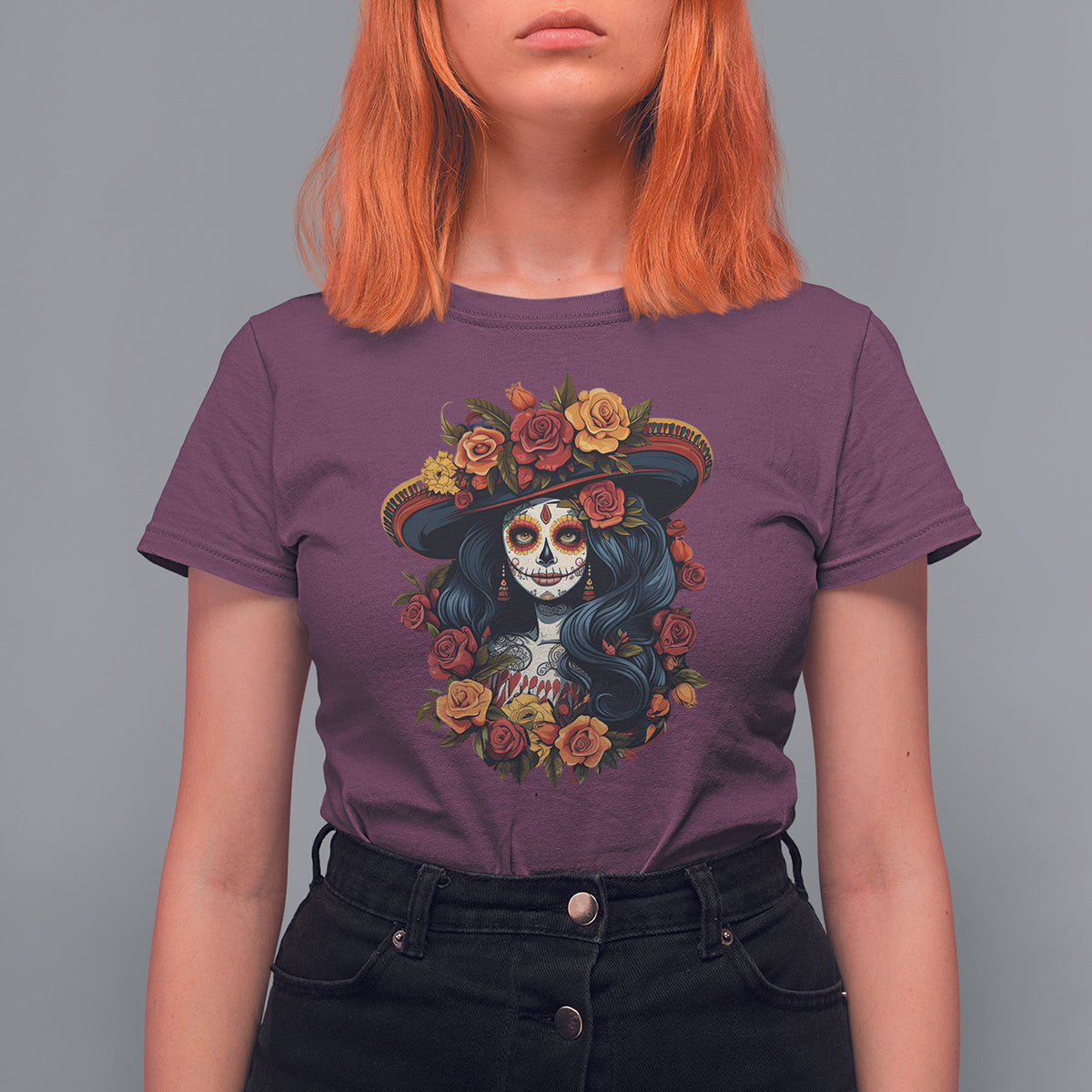 Day of the Dead Women T Shirt For Women La Catrina De Los Muertos Calavera Sugar Skull Women - Wonder Print Shop