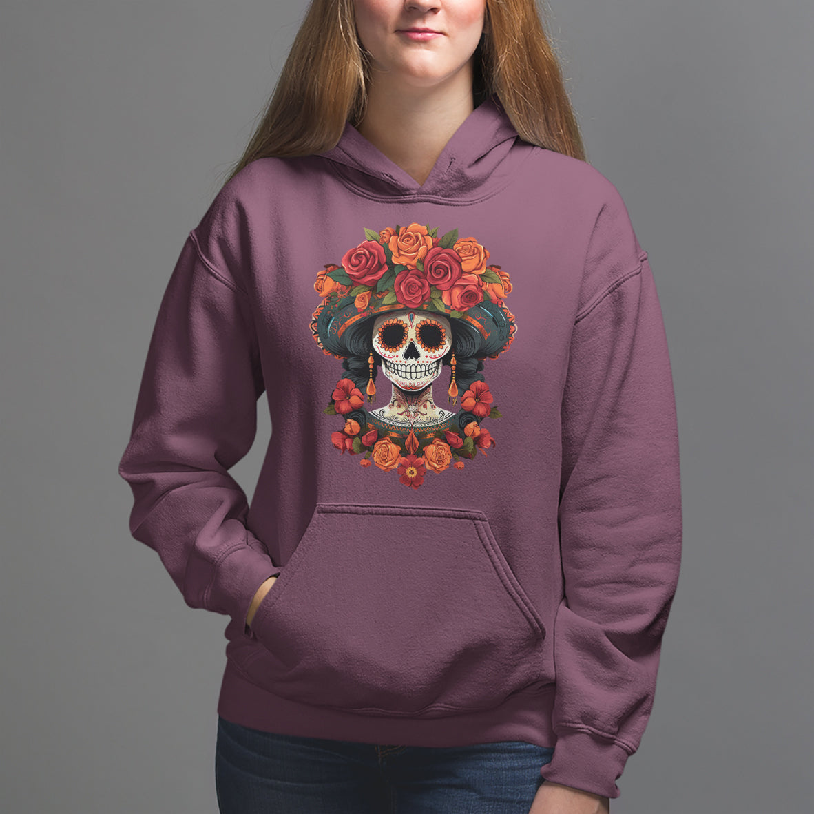 Day of the Dead Women Hoodie Dia De Los Muertos Calavera Sugar Skull Women - Wonder Print Shop