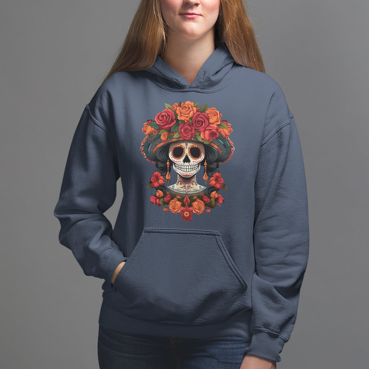 Day of the Dead Women Hoodie Dia De Los Muertos Calavera Sugar Skull Women - Wonder Print Shop