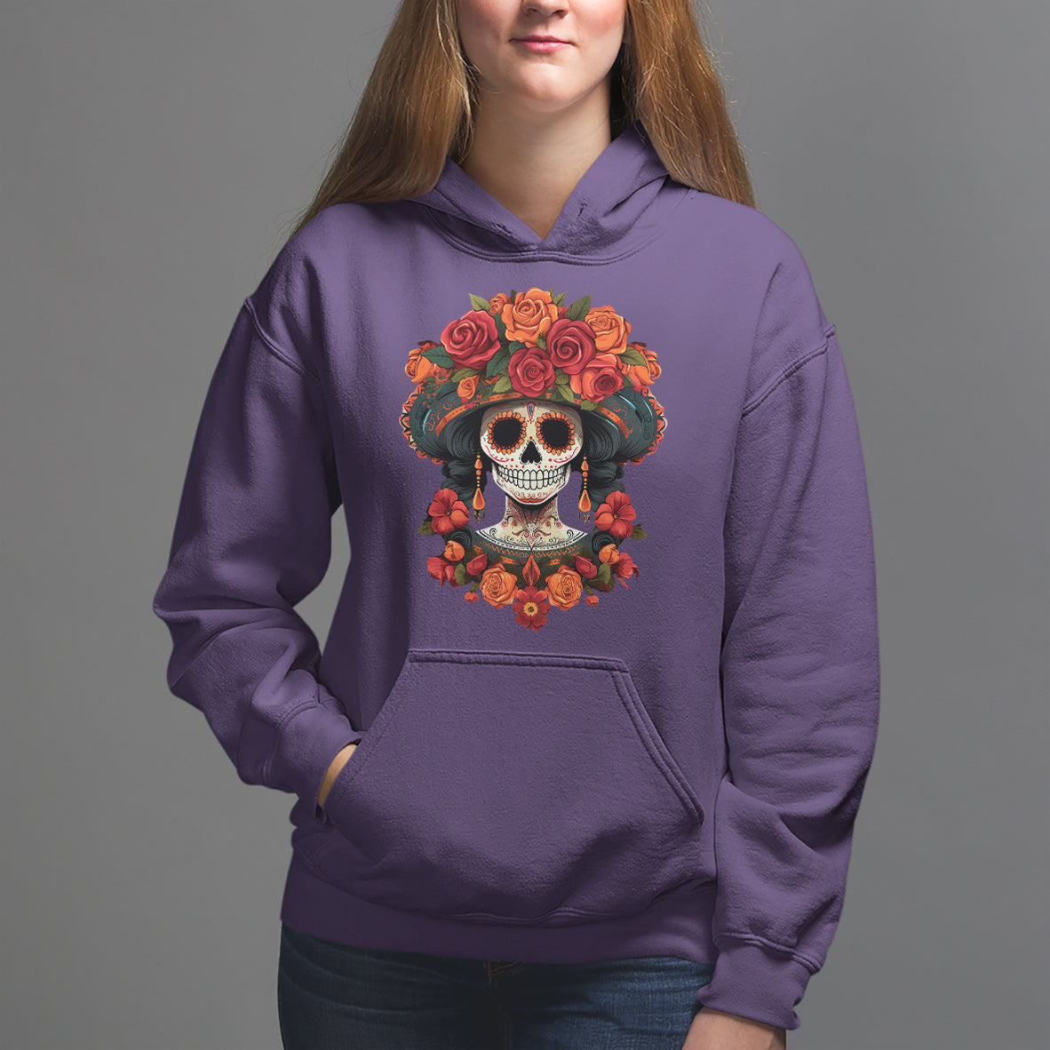 Day of the Dead Women Hoodie Dia De Los Muertos Calavera Sugar Skull Women - Wonder Print Shop