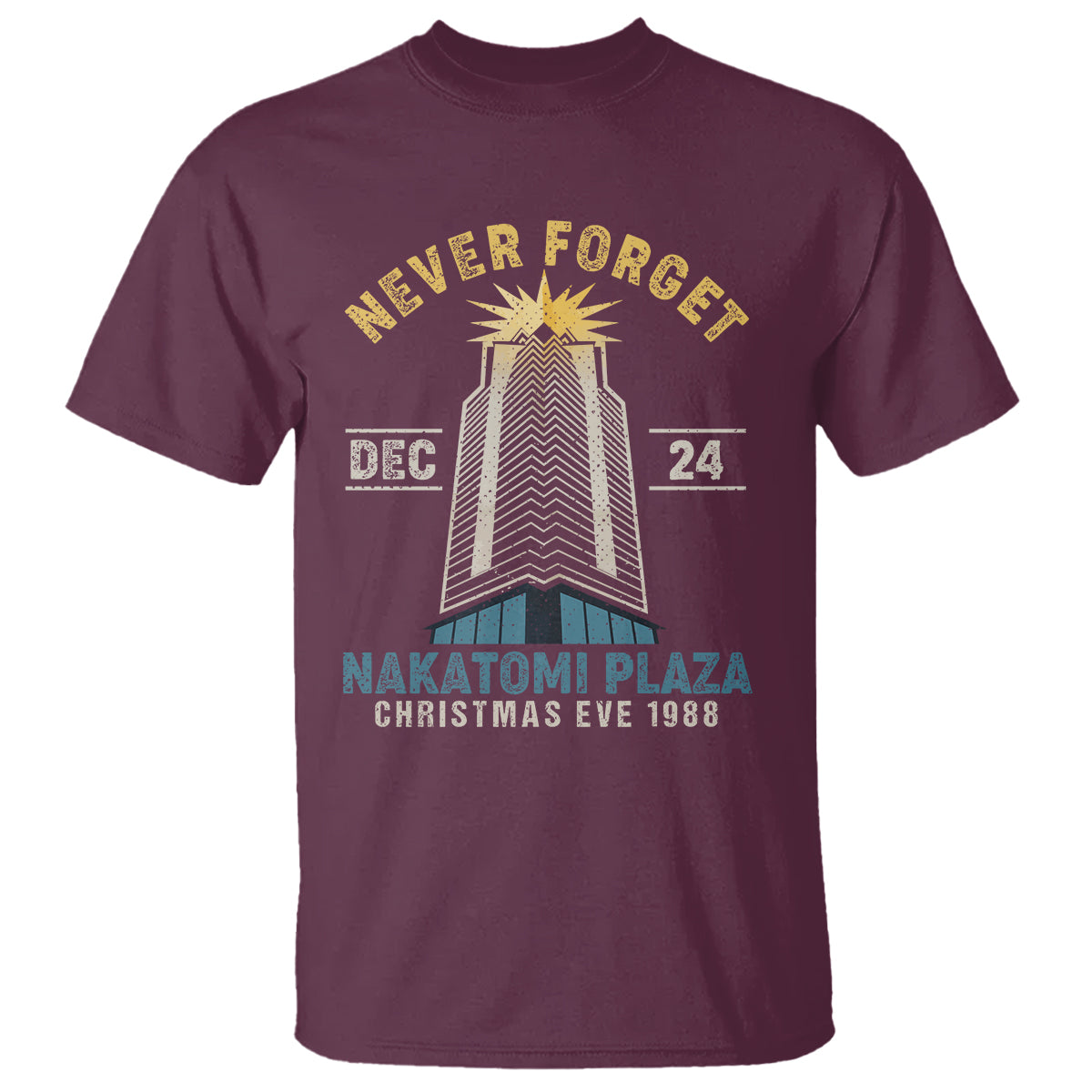 Nakatomi Plaza T Shirt Never Forget December 24 Christmas Eve 1988 - Wonder Print Shop