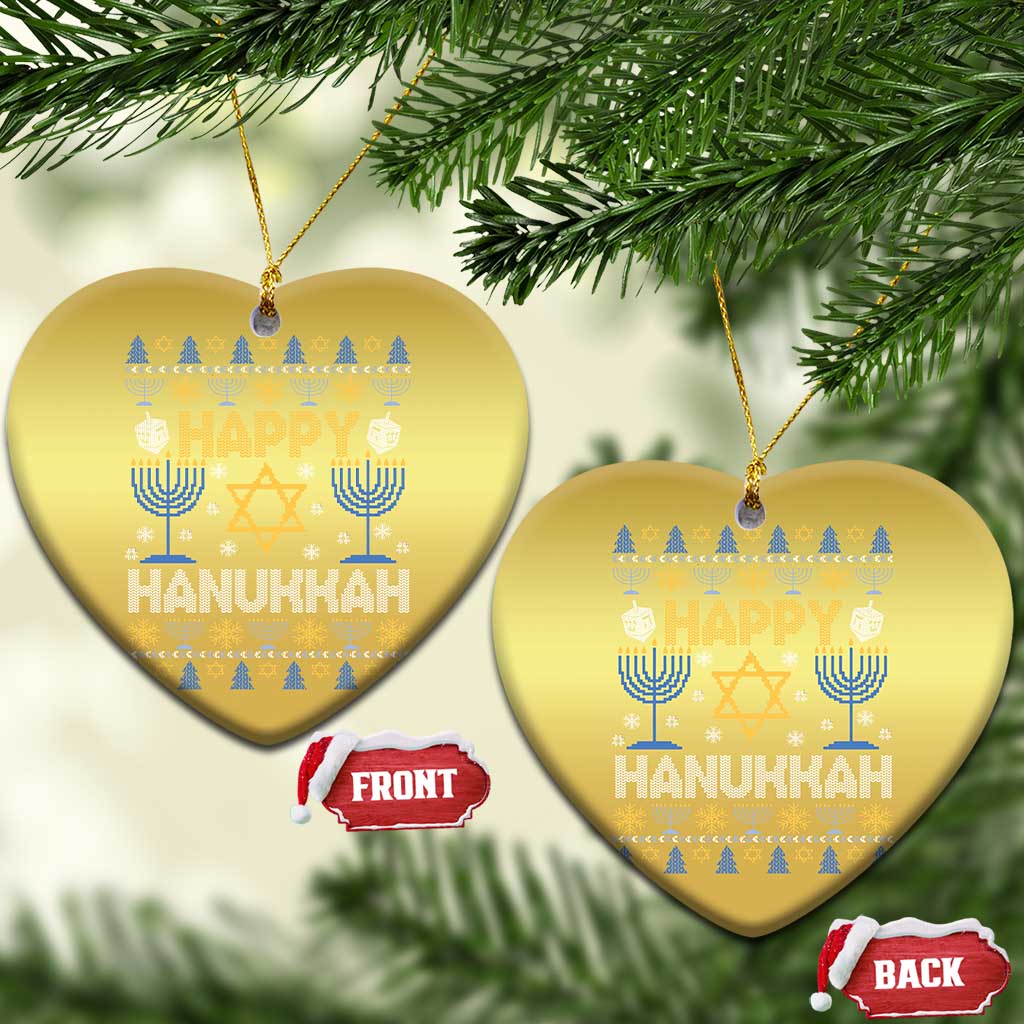 Happy Hanukkah Christmas Ornament Jewish Festival of Lights Hanukkiah Menorah Ugly Chanukah - Wonder Print Shop