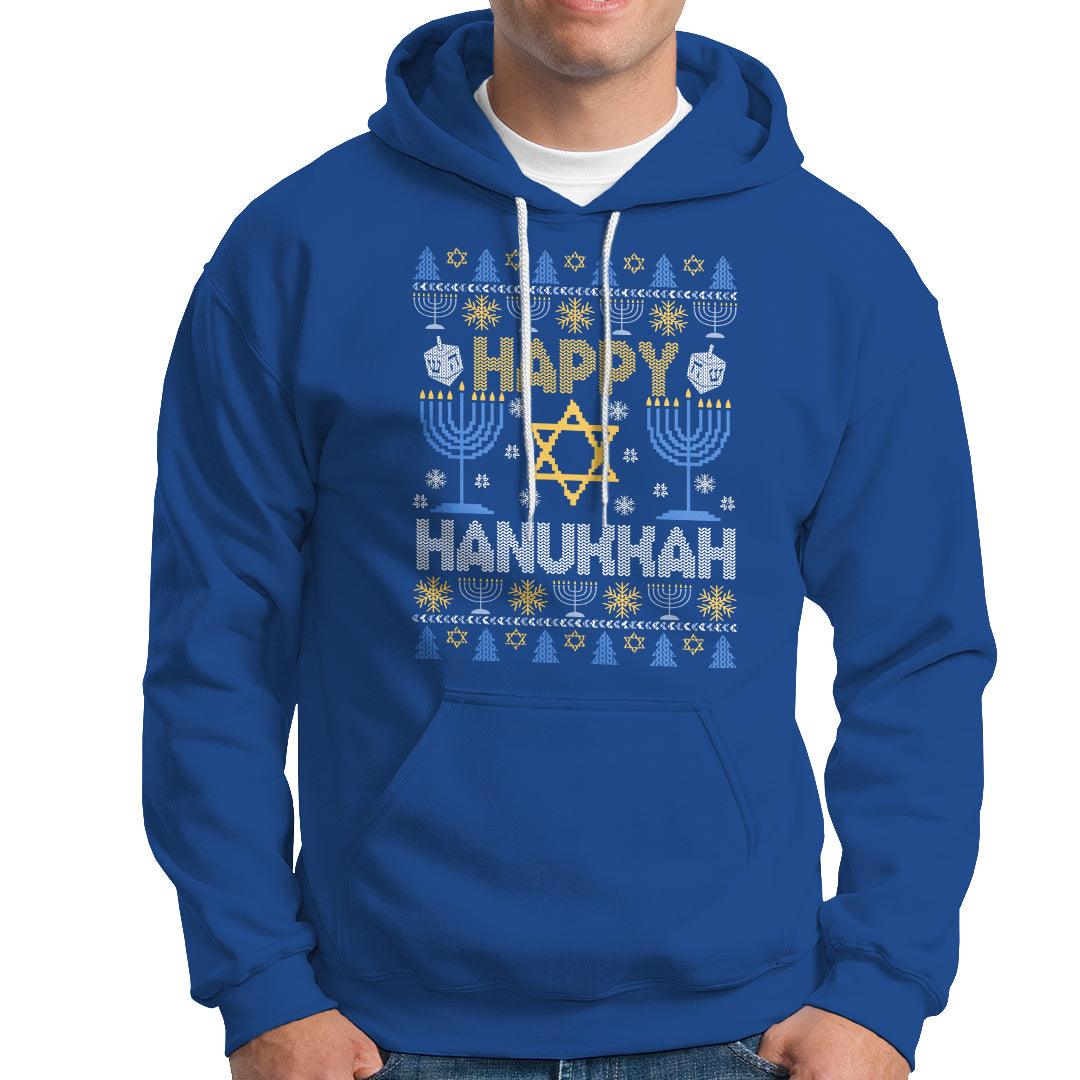 Happy Hanukkah Hoodie Jewish Festival of Lights Hanukkiah Menorah Ugly Chanukah - Wonder Print Shop