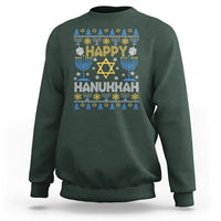 Happy Hanukkah Sweatshirt Jewish Festival of Lights Hanukkiah Menorah Ugly Chanukah - Wonder Print Shop