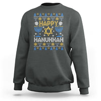 Happy Hanukkah Sweatshirt Jewish Festival of Lights Hanukkiah Menorah Ugly Chanukah - Wonder Print Shop