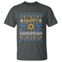Happy Hanukkah T Shirt Jewish Festival of Lights Hanukkiah Menorah Ugly Chanukah - Wonder Print Shop