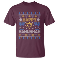Happy Hanukkah T Shirt Jewish Festival of Lights Hanukkiah Menorah Ugly Chanukah - Wonder Print Shop