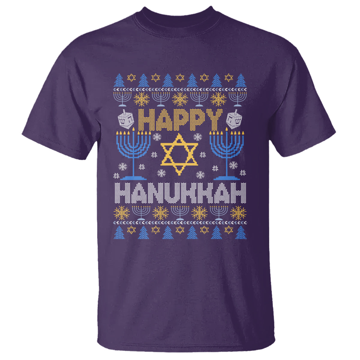 Happy Hanukkah T Shirt Jewish Festival of Lights Hanukkiah Menorah Ugly Chanukah - Wonder Print Shop