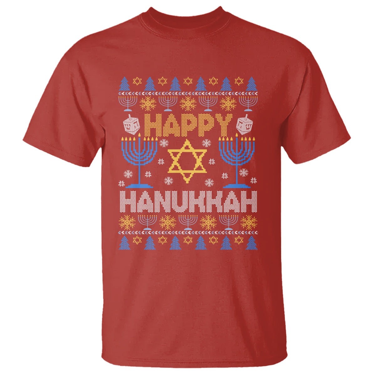 Happy Hanukkah T Shirt Jewish Festival of Lights Hanukkiah Menorah Ugly Chanukah - Wonder Print Shop