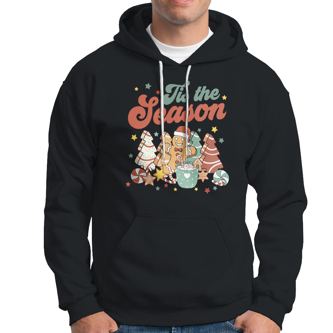 Christmas Cookies Hoodie Tis The Season Xmas Tree Cakes Gingerbread Man Retro Groovy - Wonder Print Shop