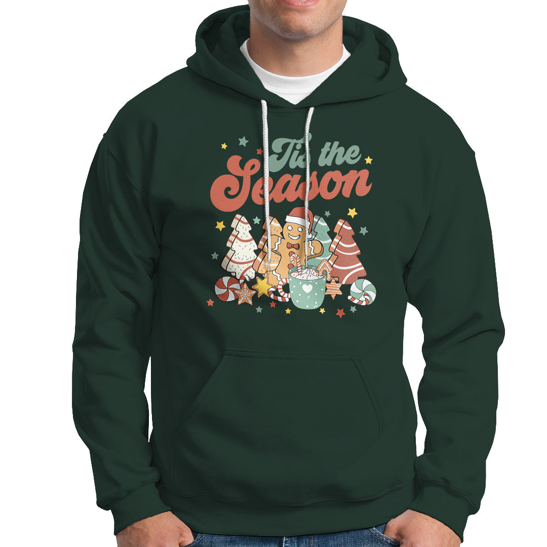 Christmas Cookies Hoodie Tis The Season Xmas Tree Cakes Gingerbread Man Retro Groovy - Wonder Print Shop