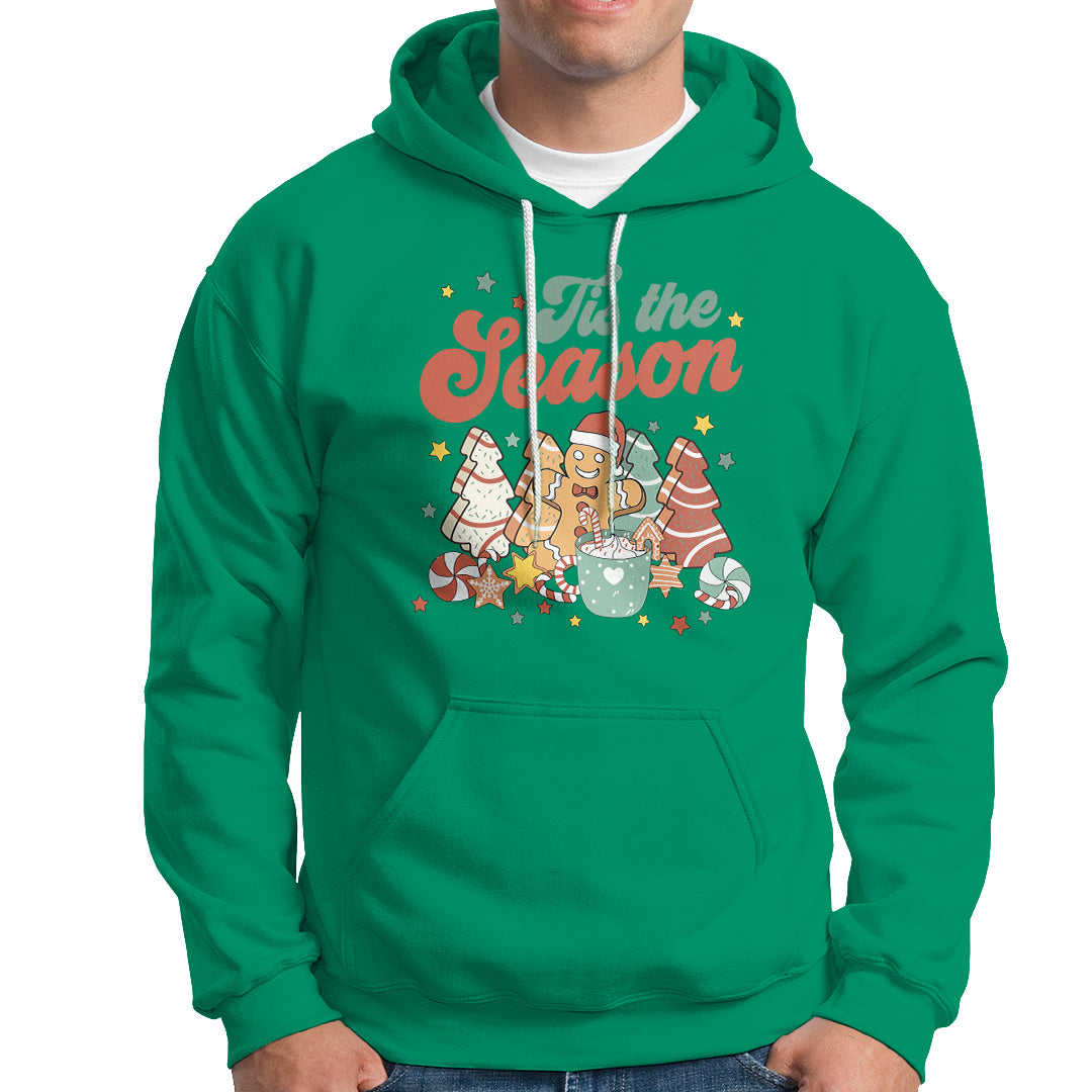 Christmas Cookies Hoodie Tis The Season Xmas Tree Cakes Gingerbread Man Retro Groovy - Wonder Print Shop