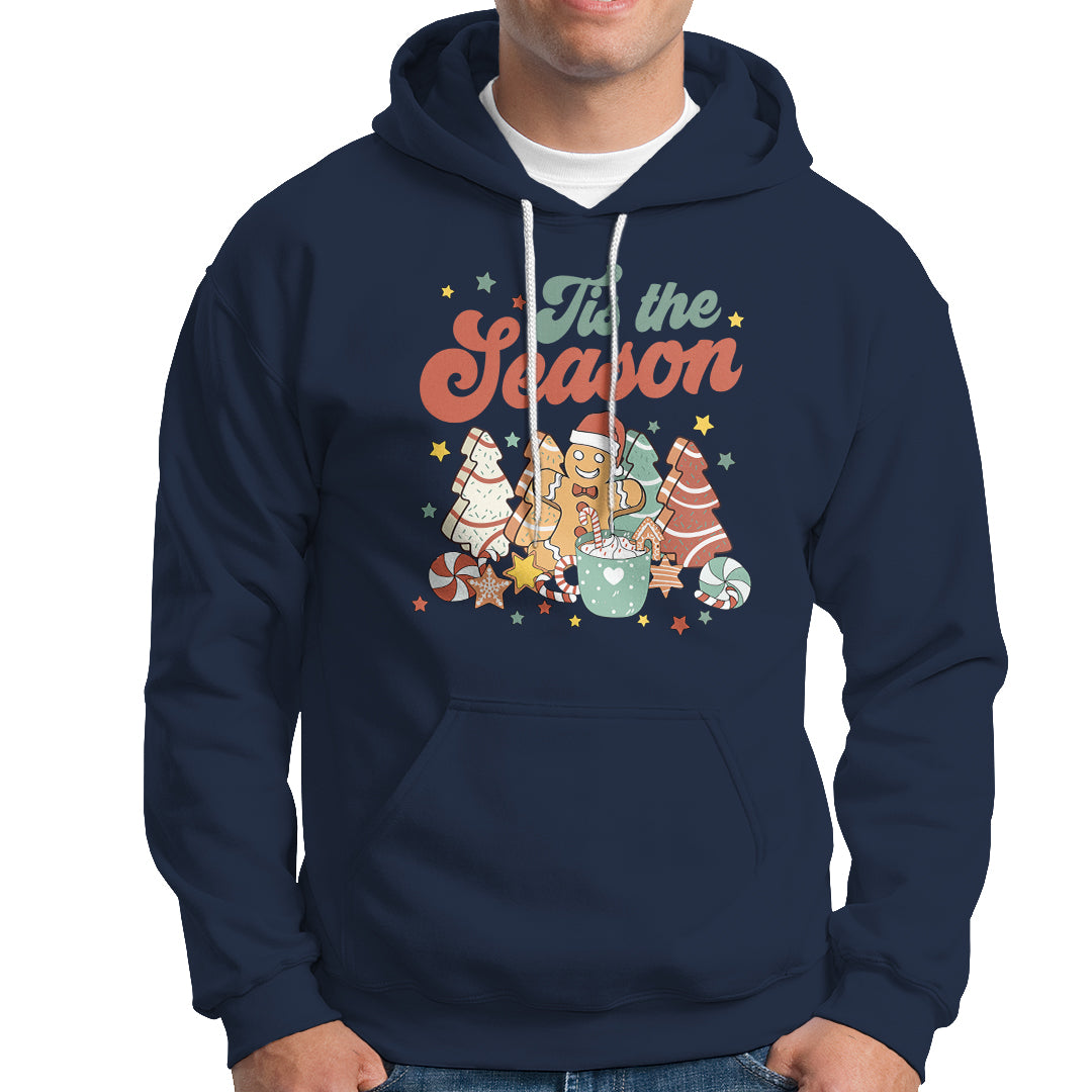 Christmas Cookies Hoodie Tis The Season Xmas Tree Cakes Gingerbread Man Retro Groovy - Wonder Print Shop