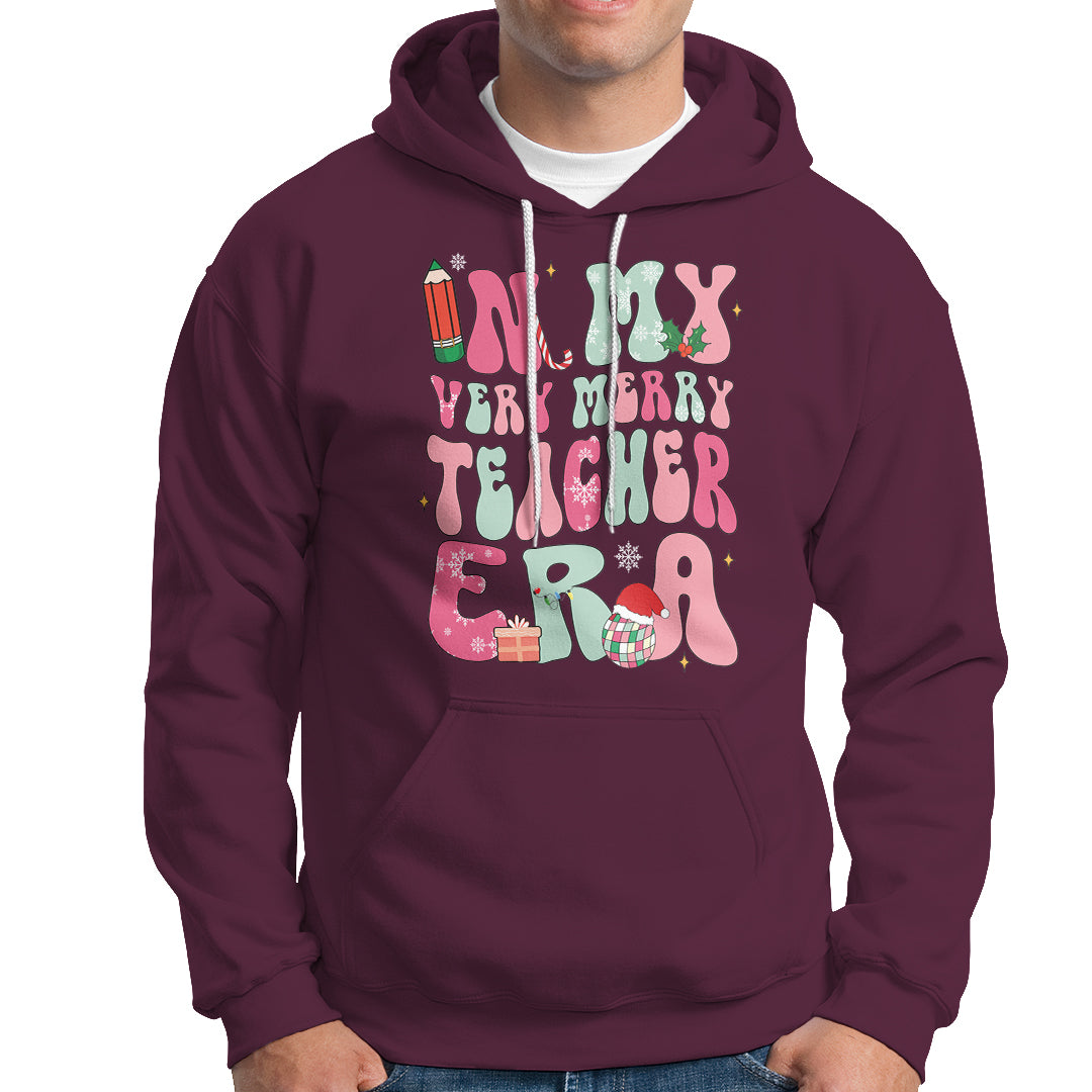 In My Very Merry Teacher Era Xmas Groovy Christmas Hoodie - Wonder Print Shop