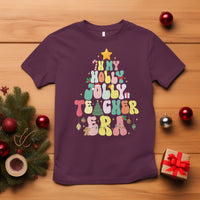 In My Holly Jolly Teacher Era Xmas Groovy Christmas Tree T Shirt - Wonder Print Shop