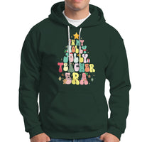 In My Holly Jolly Teacher Era Xmas Groovy Christmas Tree Hoodie - Wonder Print Shop