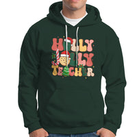 Groovy Holly Jolly Teacher Christmas Retro Xmas Hoodie - Wonder Print Shop