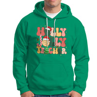 Groovy Holly Jolly Teacher Christmas Retro Xmas Hoodie - Wonder Print Shop